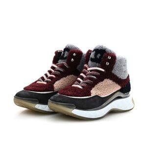 Chanel Shearling Hightop Sneakers